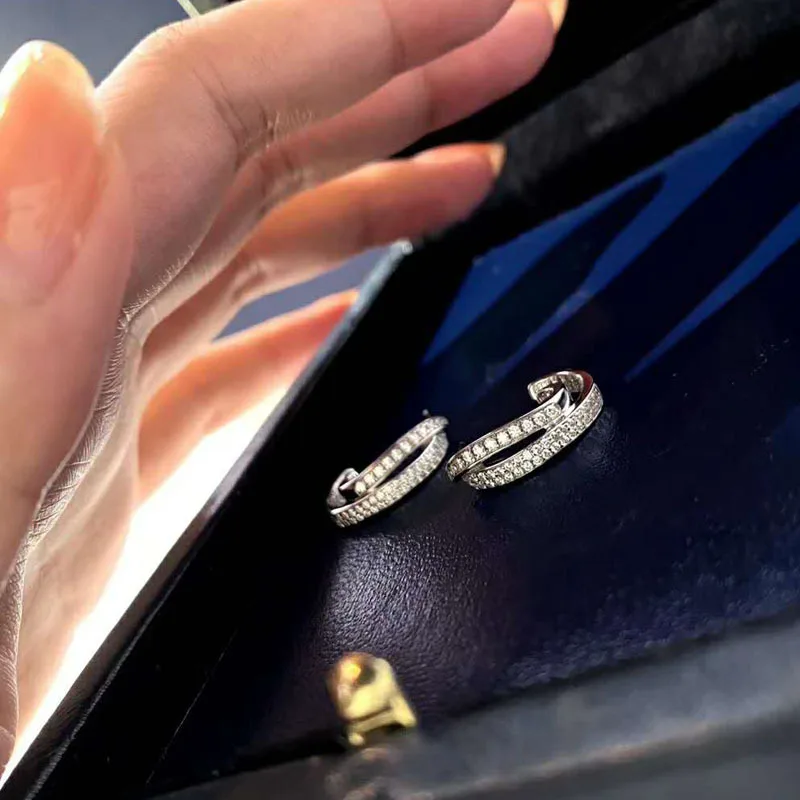 Boucles d'oreilles en diamant et argent Sterling 925 pour femme et fille, bijoux créoles à haute teneur en carbone, à la mode, de luxe, cadeau de mariage 2