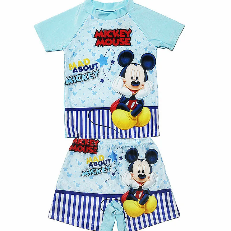 Kid Baby Girl Swimwear T Shirt Top+Short 2pcs Set Spiderman Frozen Anna Elsa Pixar Cars Mickey Swimming Boy Beachwear Swimsuit images - 6