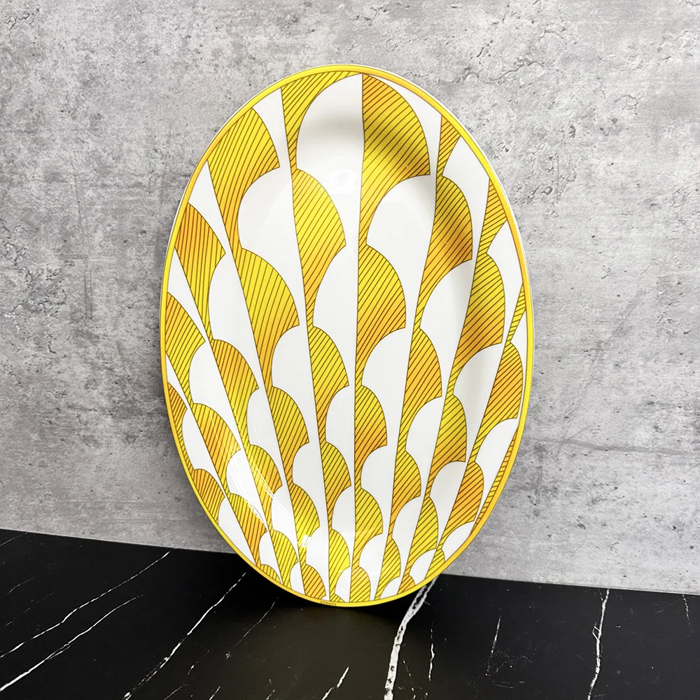 

Роскошные европейские Большие овальные золотые тарелки для украшения дома, свадебный подарок, бесплатная доставка