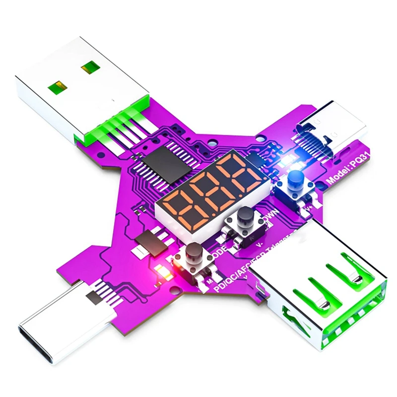 2 в 1 PD3.1 28 быстрый протокол заряда триггера приманки вольтметр Qualcomm QC PD 5 9 12 В 15 20