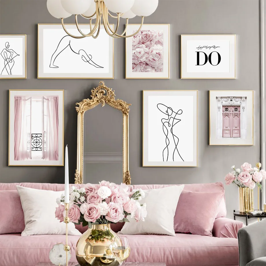 Настенный постер с розовым пейзажем для женщин настенная Картина на холсте