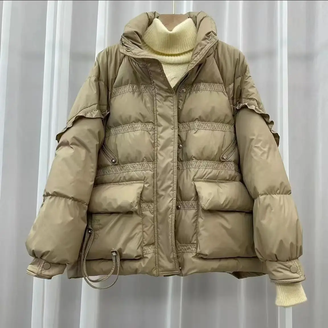 New Autumn Winter Women White Duck Down Jacket Female Thick Zipper Warm Feather Long Down Coat Good Quality Ladies Pockets M19