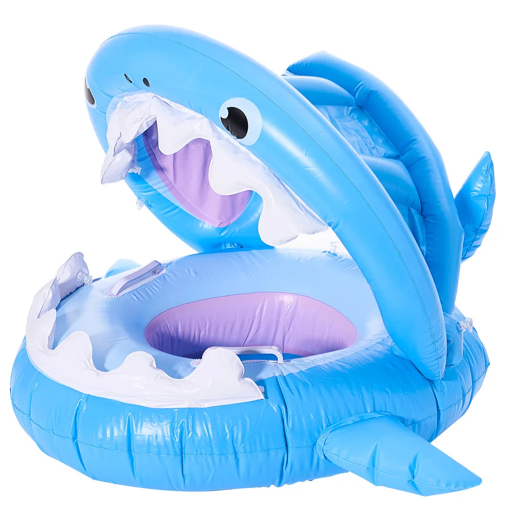 

Shark Inflatable Swimming Ring Baby Infant Float Pool Toys with Sunshade Floating Seat Swimming Circle for 1-5 Age Kids