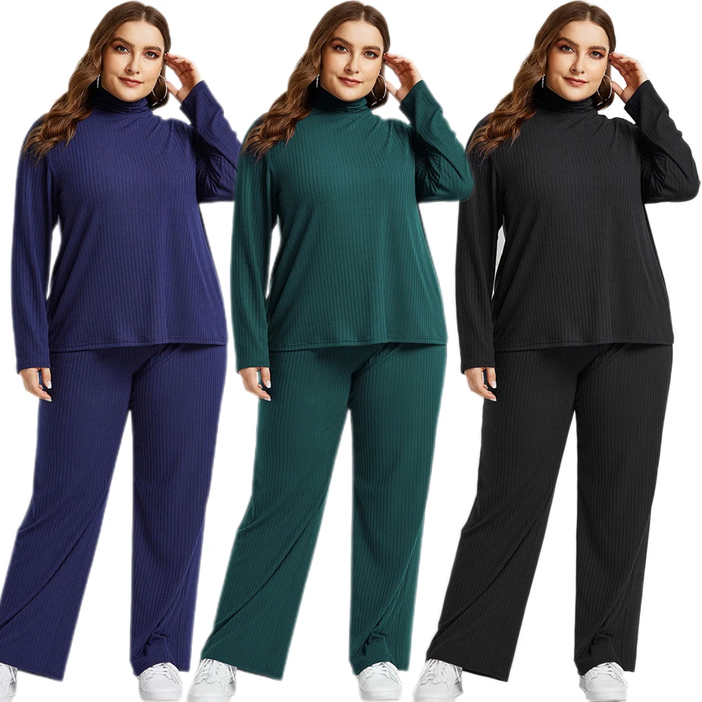 

Женский комплект из 2 предметов, топ с высоким воротником и длинным рукавом, брюки с широкими штанинами, мусульманский спортивный костюм, од...