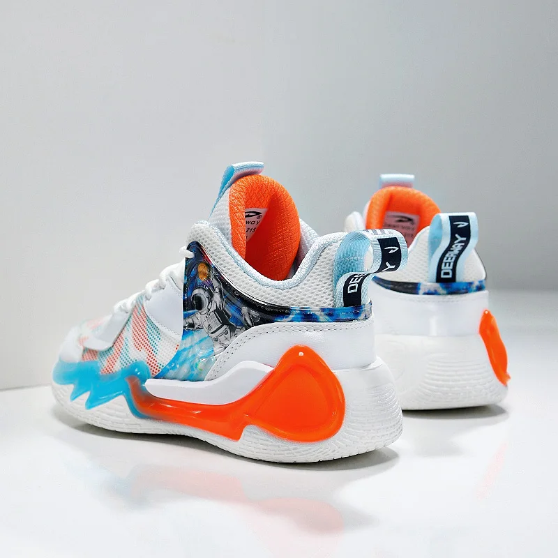 

Детские баскетбольные кроссовки, Нескользящие, верхний дизайн, уличная спортивная обувь для мальчиков, размеры 31-40