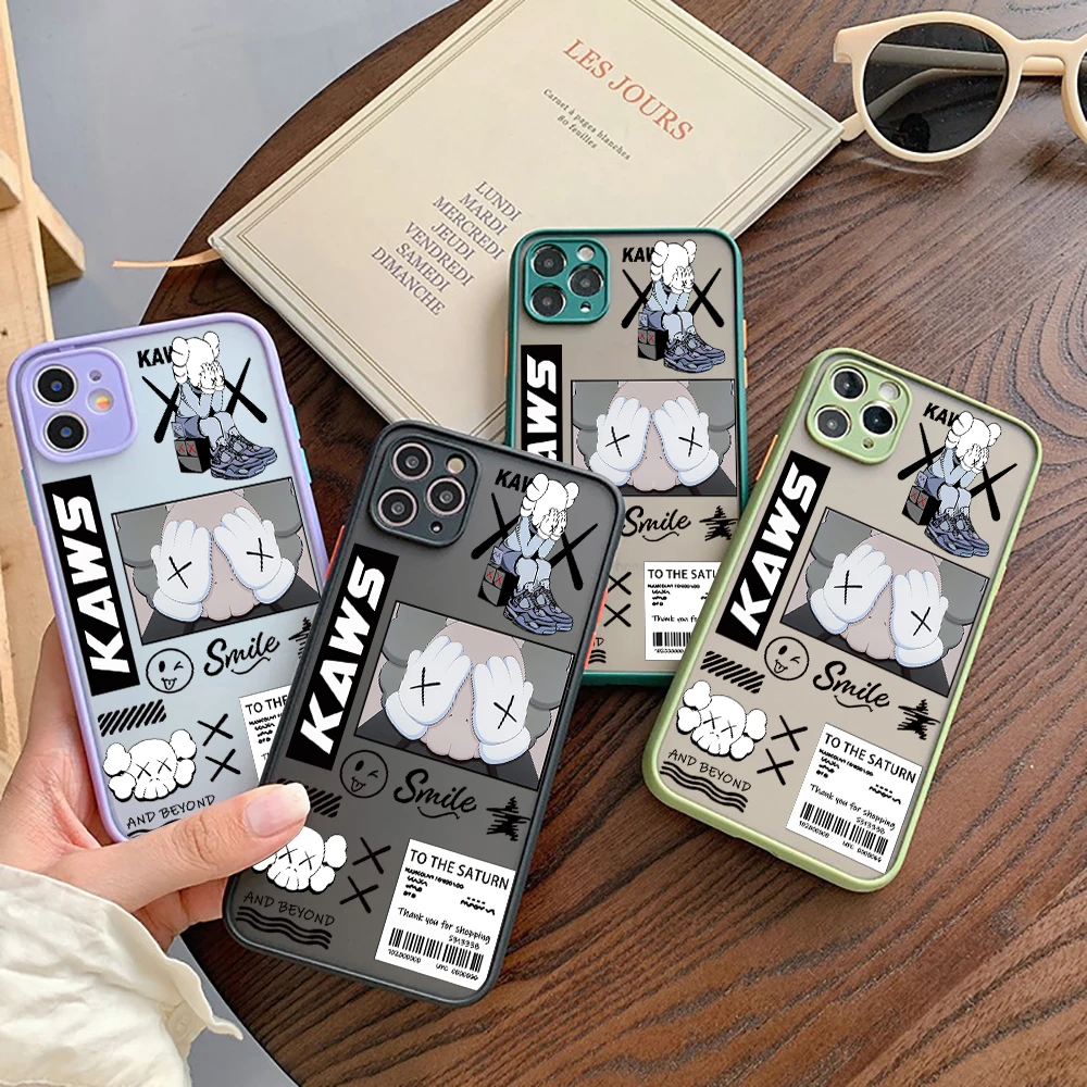 

Cartoon Matte Phone Case For iPhone Apple 11 12 13 Pro MAX Mini XS XR X 7 8 Plus SE 2020 kaw-boys Translucent Hard Cover Fundas