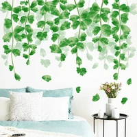 fresh green leaves wall stickers bedroom living room kids room decor wallpaper nursery decor hanging art decals wall stickers