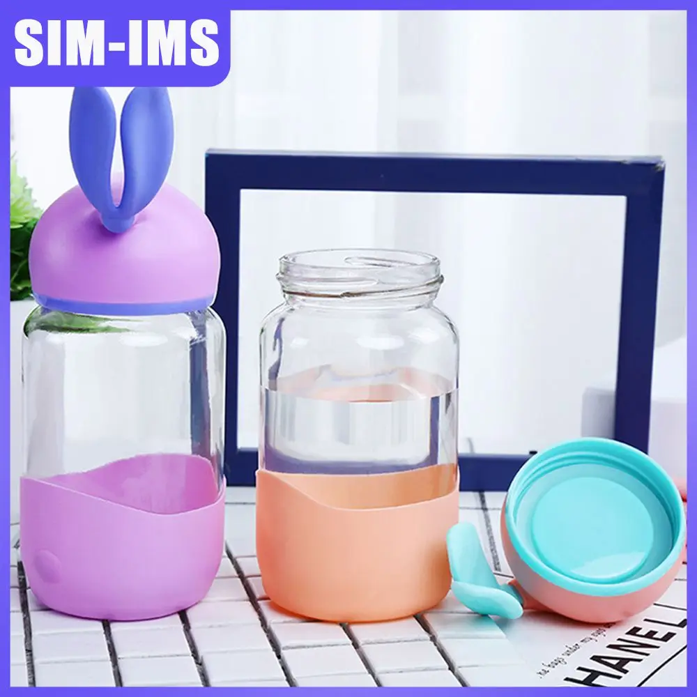 

Sealed Rabbit Cup 350ml Water Cup Student Handy Feeding Cups Household Tools Creative Water Bottles Glass Glass Cup Cartoon