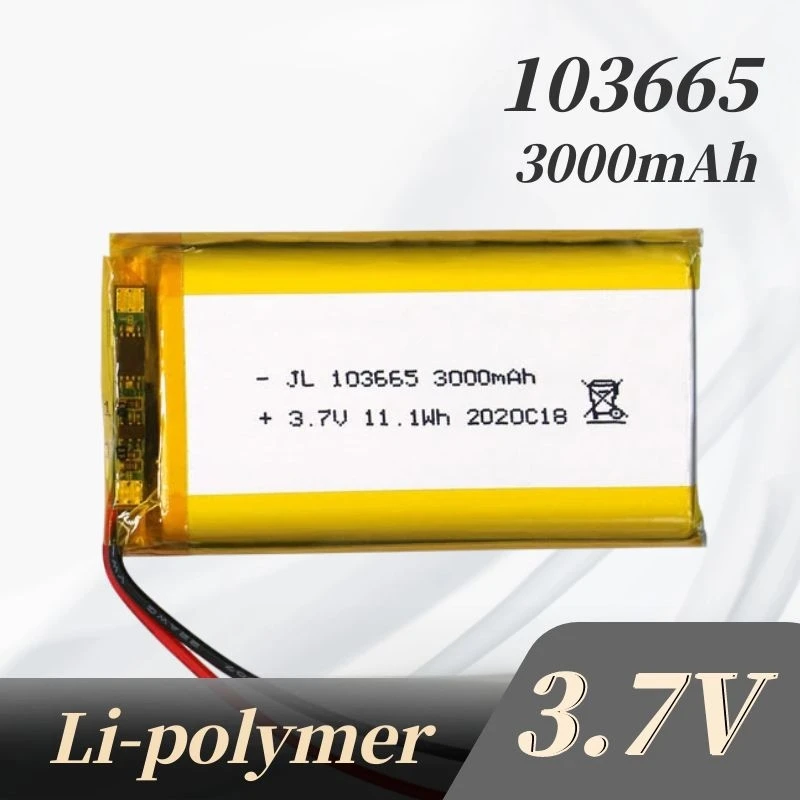 103665 Lithium Polymer Battery 3.7V 3000mAh Jst PH 2.0mm 2pin Plug ForShip Model Excavator Large Capacity Charging Drone