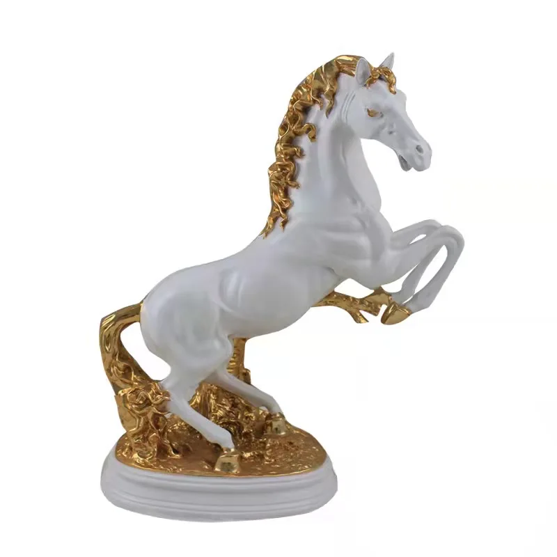 

customized cheap price figure horse sculpture gold resin crafts for home decoration