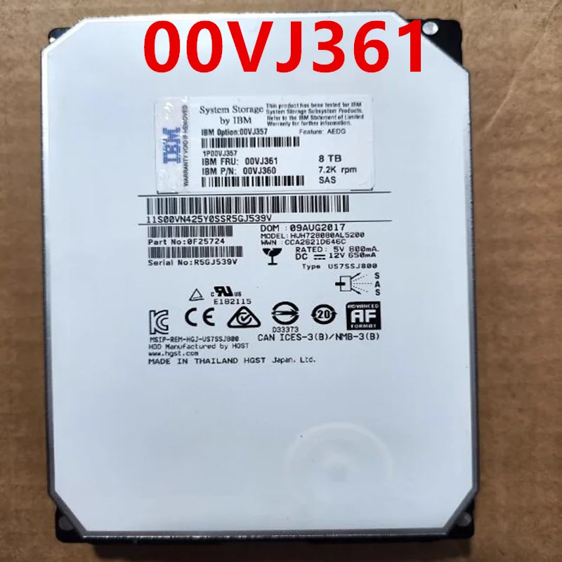 

Original New Hard Disk For IBM DSC 3700 8TB SAS 3.5" 7200RPM 256MB Server HDD For 00VJ361 00VJ360 00VJ357