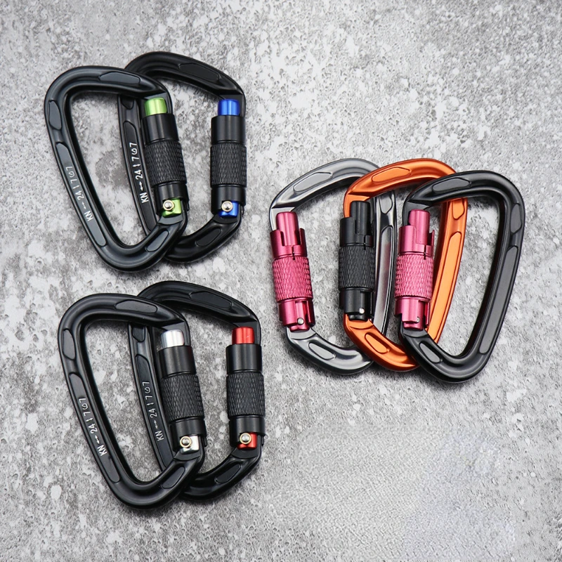 

24KN Auto Lock Climbing Carabiner D Shape Outdoor Mountaineering Caving Rock Climbing Buckle Security Safety Master Screw Hook