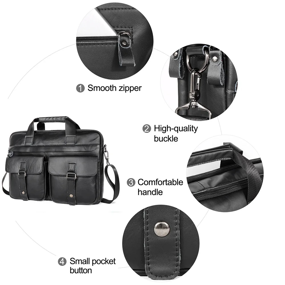 High Quality Men's Bag Leather Handbag Briefcase Retro Shoulder Computer Bag Messenger Bag Leather Business Handbag Casual