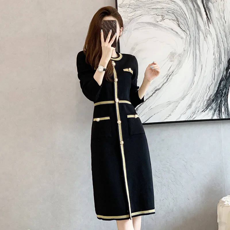 

Long slim knit dress for women in autumn and winter 2022