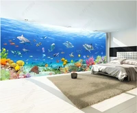 custom mural 3d photo wallpapers for living room sea world dolphin fish coral home decor panoramic wallpapers for walls 3d