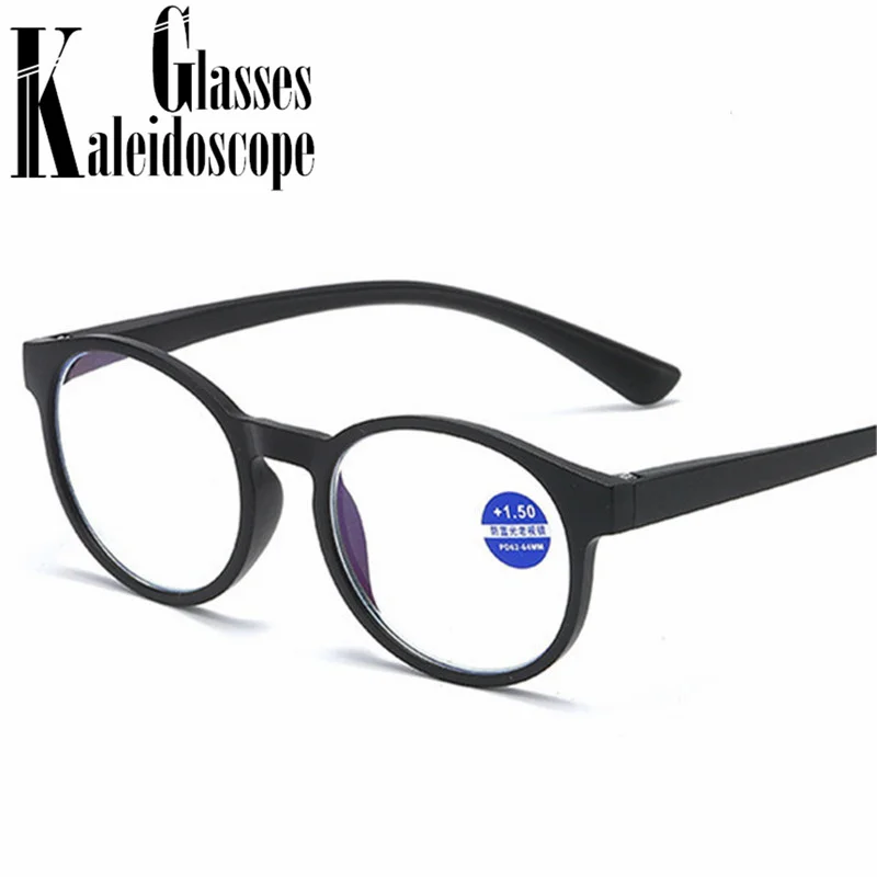 

Очки для чтения с защитой от сисветильник света, женские и мужские модные круглые очки для дальнозоркости TR, диоптрии + 1,0 1,5 2,0 2,5 3,0 3,5