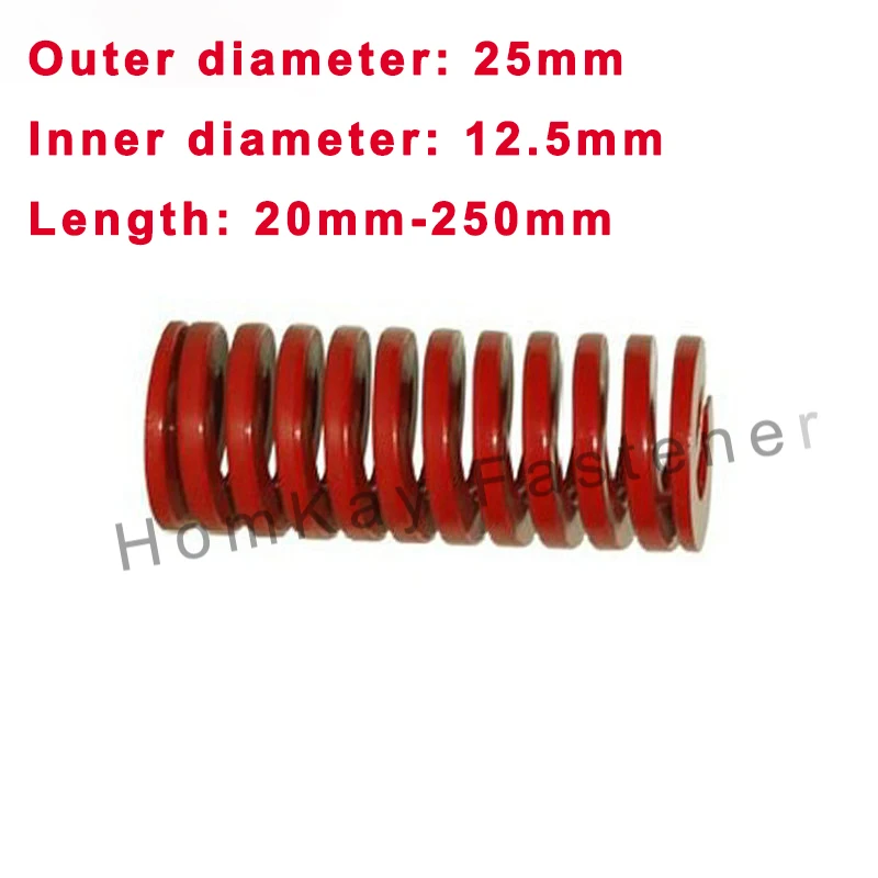 

1/2PCS Red Medium Load Outer Dia 25mm*Inner Dia 12.5mm*Length 20mm-250mm Spiral Stamping Compression Die Spring Helical