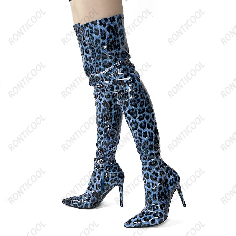 Ronticool/женские весенние сапоги до бедра ручной работы из лакированной кожи с