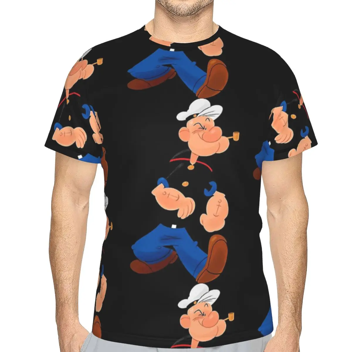 Walk Polyester TShirts Popeye The Sailor Man Cartoon Male Harajuku Tops Thin T Shirt Round Neck