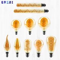retro spiral filament led bulb a60 c35 st64 t45 g80 g95 g125 t1225 4w e27 220v dimmable edison lamp 2200k warm yellow led light