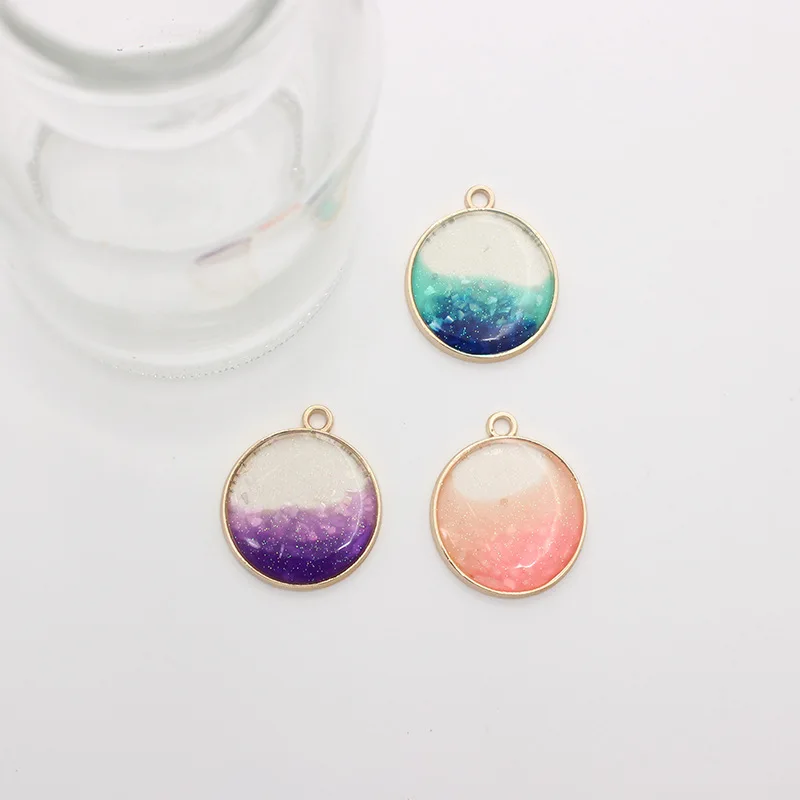 

10Pcs/Lot Round Jewel color Enamel Charms Beads DIY Earrings Bracelet Neacklace Pendant Accessories For Jewelry Making Findings