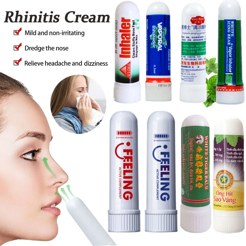 

8 Styles Nasal Inhaler Rhinitis Mint Cream Original Refresh Cool Unisex Essential Oils Runny Herbal Ointment Health Care Tools