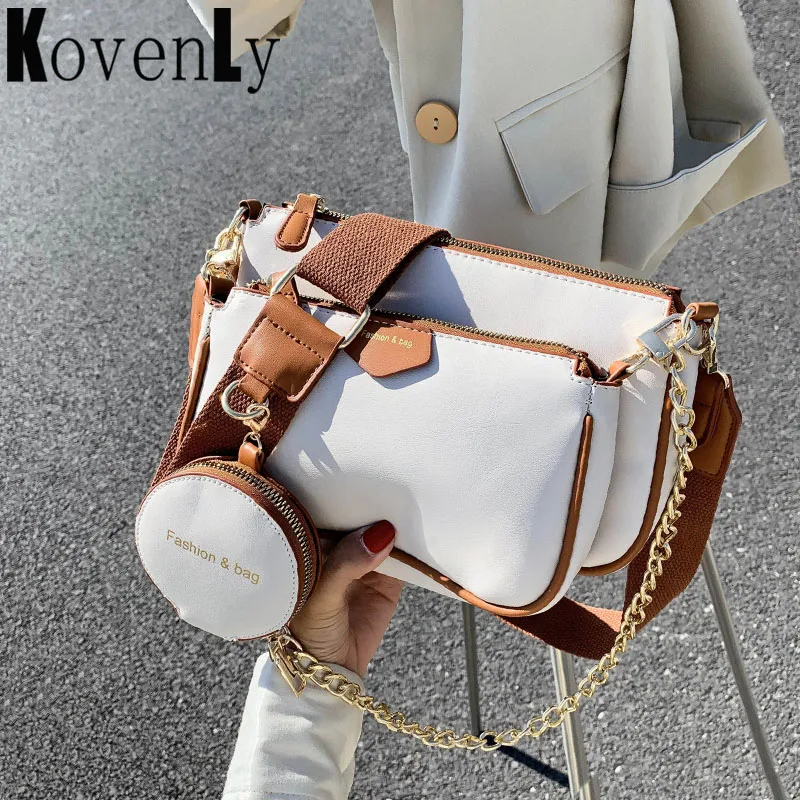 

Brand Shoulder Bags For Woman Fashion 3 In One Crossbody Bag Pu Leather High Quality 3 Pc Set Messenger Bag Woman Handbag