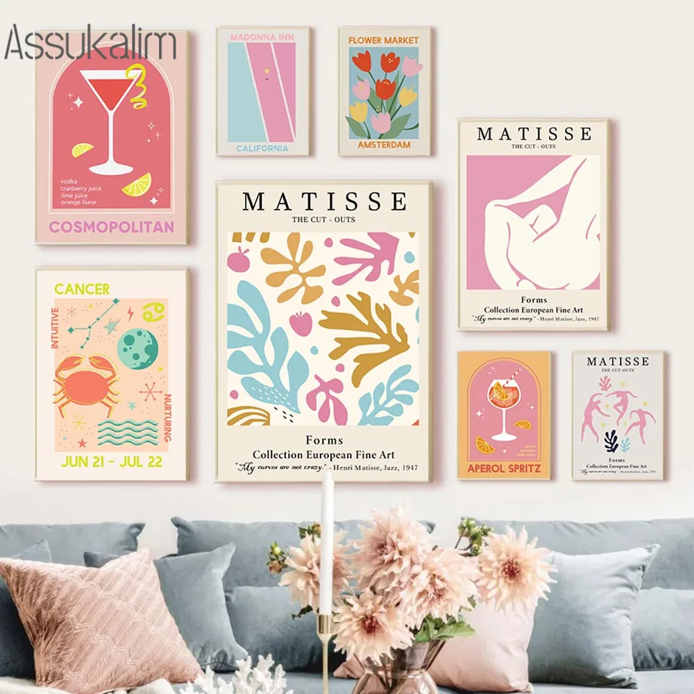 

Abstract Matisse Wall Art Canvas Painting Constellation Poster Colorful Cocktail Art Print Nordic Wall Pictures Home Decoration