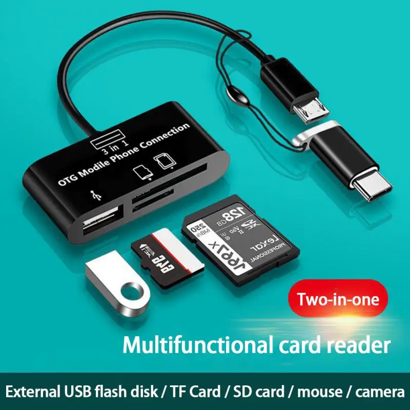 Micro USB OTG кардридер кабель 3 в 1 SD/TF разъем для передачи данных флэш-накопитель