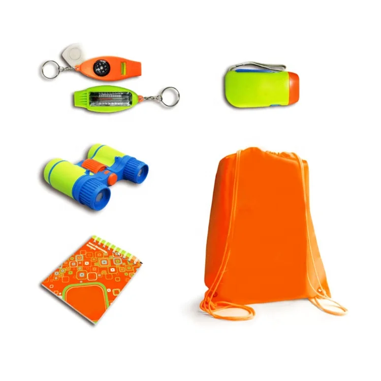 

Nature Exploration Kit Children Outdoor Games Compass Whistle Flashlight Kids Toy Binoculars