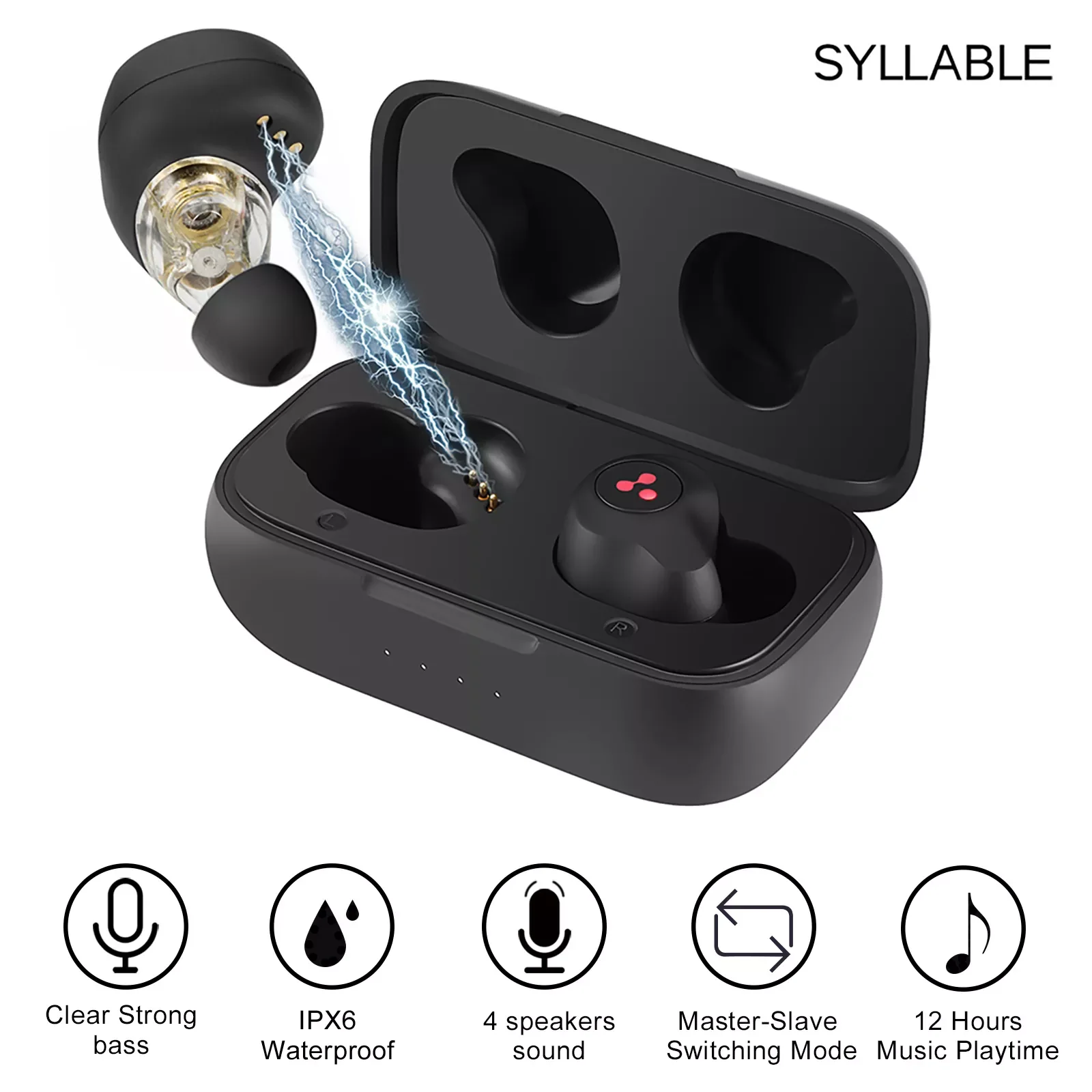 

SYLLABLE S115 Strong bass TWS wireless headset noise reduction for music QCC3020 Chip of SYLLABLE S115 wireless sport Earphones