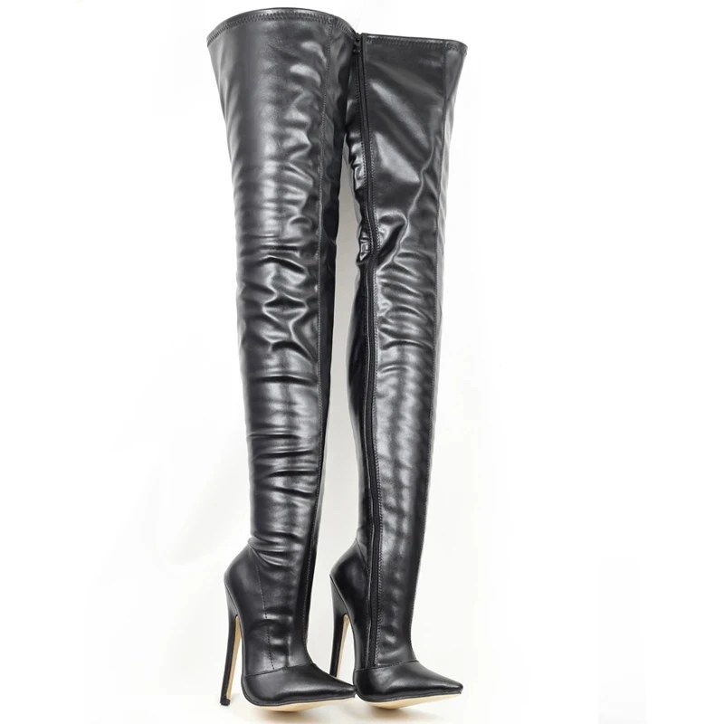 Women Slim Over-the-Knee Boots 18CM Super High Heel Pointed Toe Side Zipper 2023 Fashion Sexy Fetish Crotch Long Boots