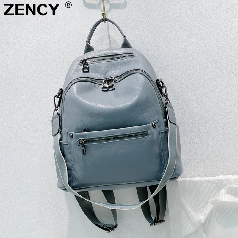 ZENCY Genuine Leather Women's Fashion Backpack Purse Multipurpose Design Convertible Satchel Handbags Shoulder Bag Travel Bag