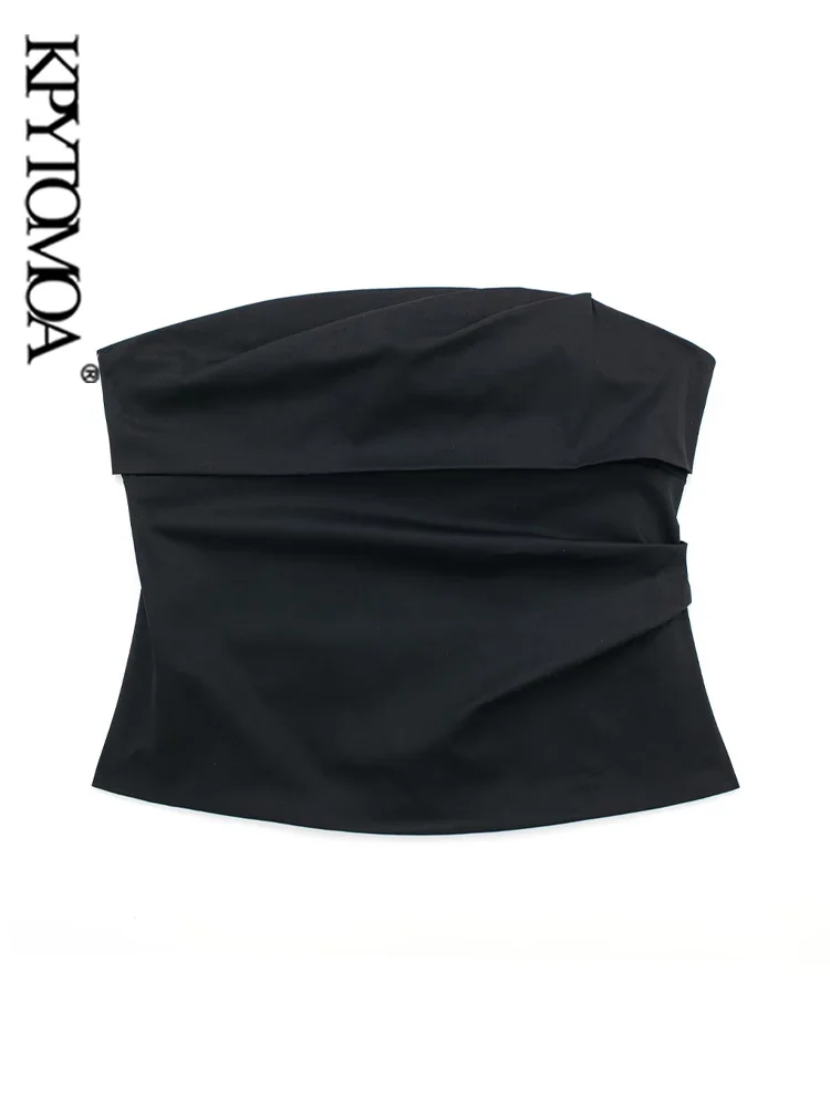 

Женское модное Плиссированное бюстье без бретелек KPYTOMOA, пикантные топы с открытыми плечами и молнией сзади, женские майки