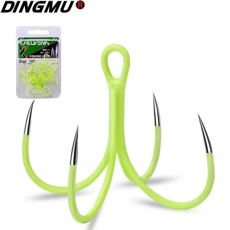 

10Pcs Luminous Quadruple Fishing Hooks 16# 18# Glow Night Squid Octopus Fishhooks Artificial Bait Fishing Lure Hooks
