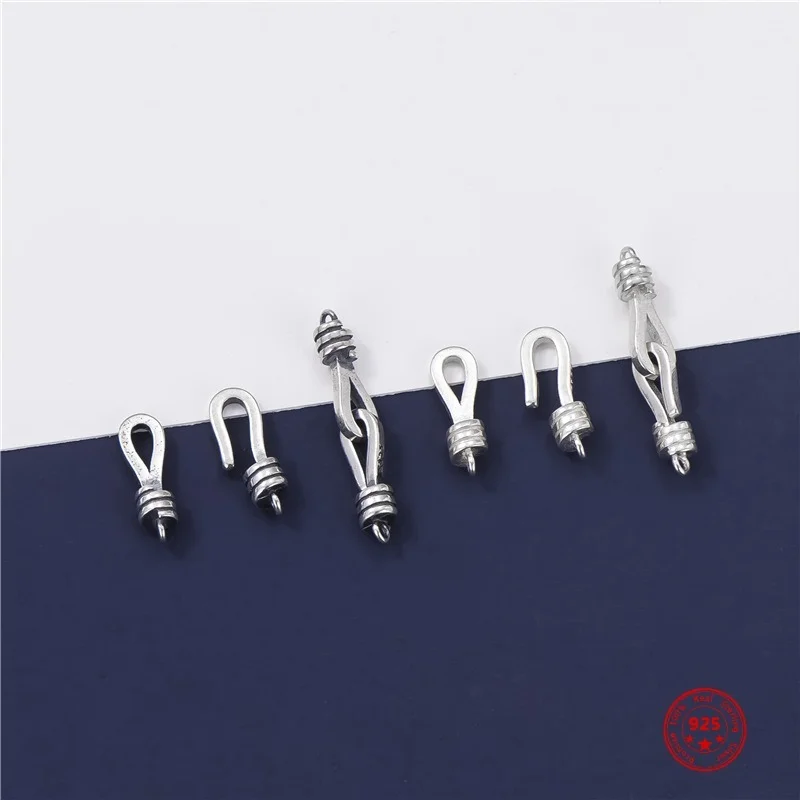 S925 Sterling Silver Necklace Buckle Bracelet Thick Buckle Personalized DIY Rope Buckles Jewelry Accessories Material Wholesale