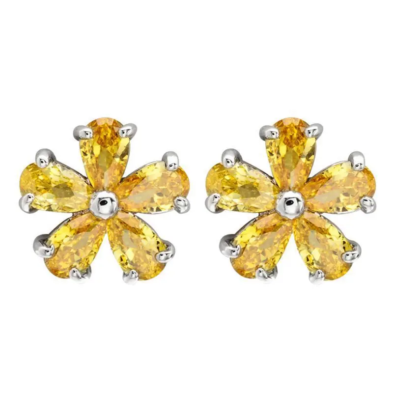 

South Korea Dongdaemun Simple Romantic Flower Earrings Sweet Diamond Zircon Wedding Earrings Light Luxury High Quality Jewelry