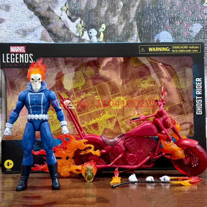 Фото Оригинальная фигурка Marvel Legends Ghost Rider Johnny Blaze с мотоциклом, 6 дюймов, коллекционная модель, игрушка, украшение, подарок №1