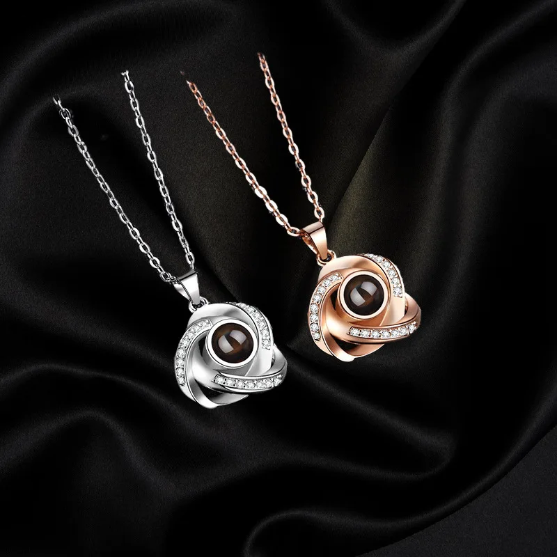 S925 Custom Photo Projection Clover Necklace For Girlfriend  Valentine Gifts 2023 New Trendy Zircon Accessories With Free Box