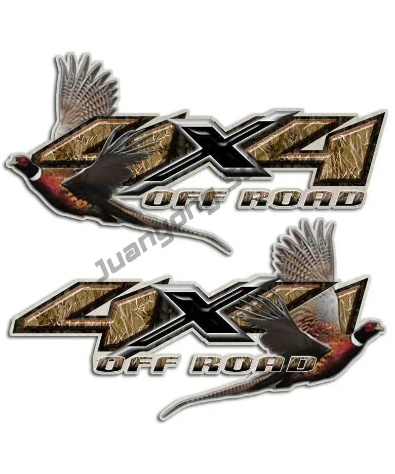 

2 Pack Sticker Pheasant Hunting 4x4 Camouflage Truck Shotgun Dog Bird Decal for Chevy Racing Rally 4x4 Off Road Cover Decoration