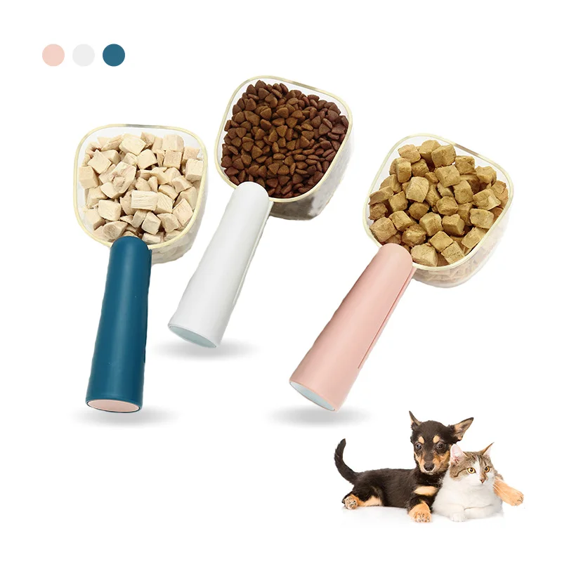

2 in 1 Function Pet Food Spoon with Scale Quality Dog Cat Feeding Spoon Portable with Sealing Clip Easy Clean Pet Feeding Tools