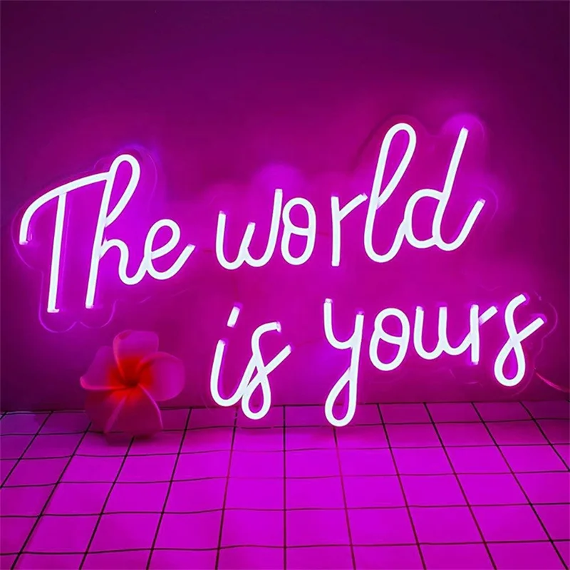 

Wanxing You and Me The World Is Yours Neon Lights LED Sign Room Party Bar Holiday Lamps Aesthetic ART Wedding Wall Decoration