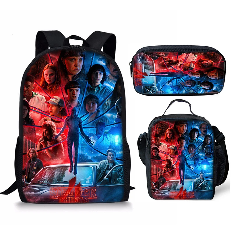 

3PCS Stranger Things Backpack Women Men Fans Laptop Backpacks School Bags Teen College Student Mochilas Children's School Gifts