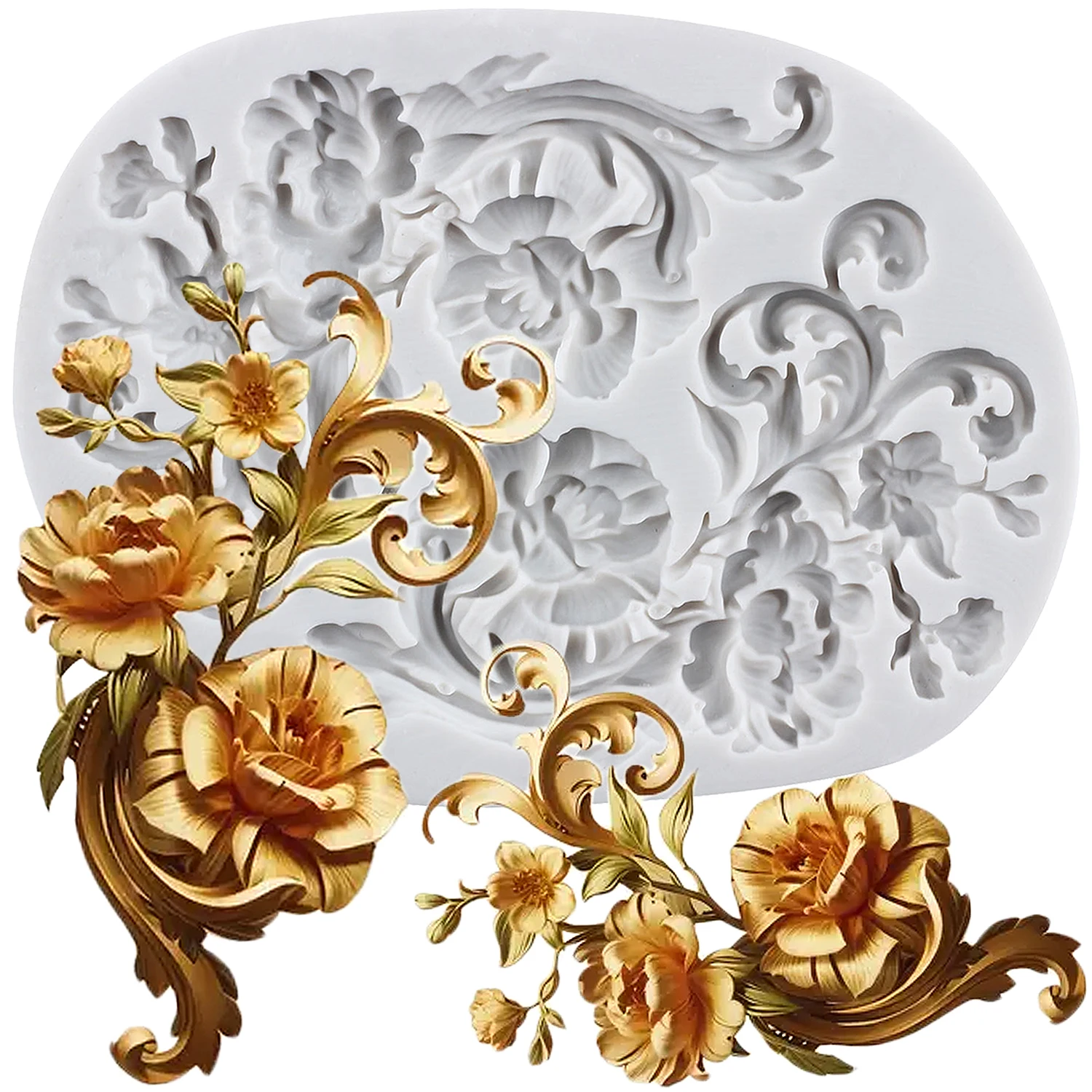 

Силиконовые формы в стиле барокко, кружевная помадка, инструменты для украшения торта, кекс, топпер, конфеты, сахар, ремесло, жевательная паста, полимерная глина