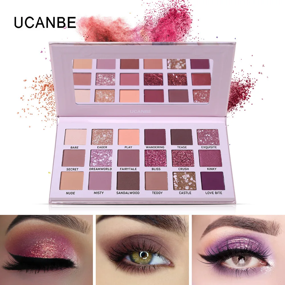 

UCANBE Aromas 18 Colors New Nude Eyeshadow Makeup Palette Glitter Matte Shimmer Rosy Pink Eye Shadow Waterproof Pigment Cosmetic