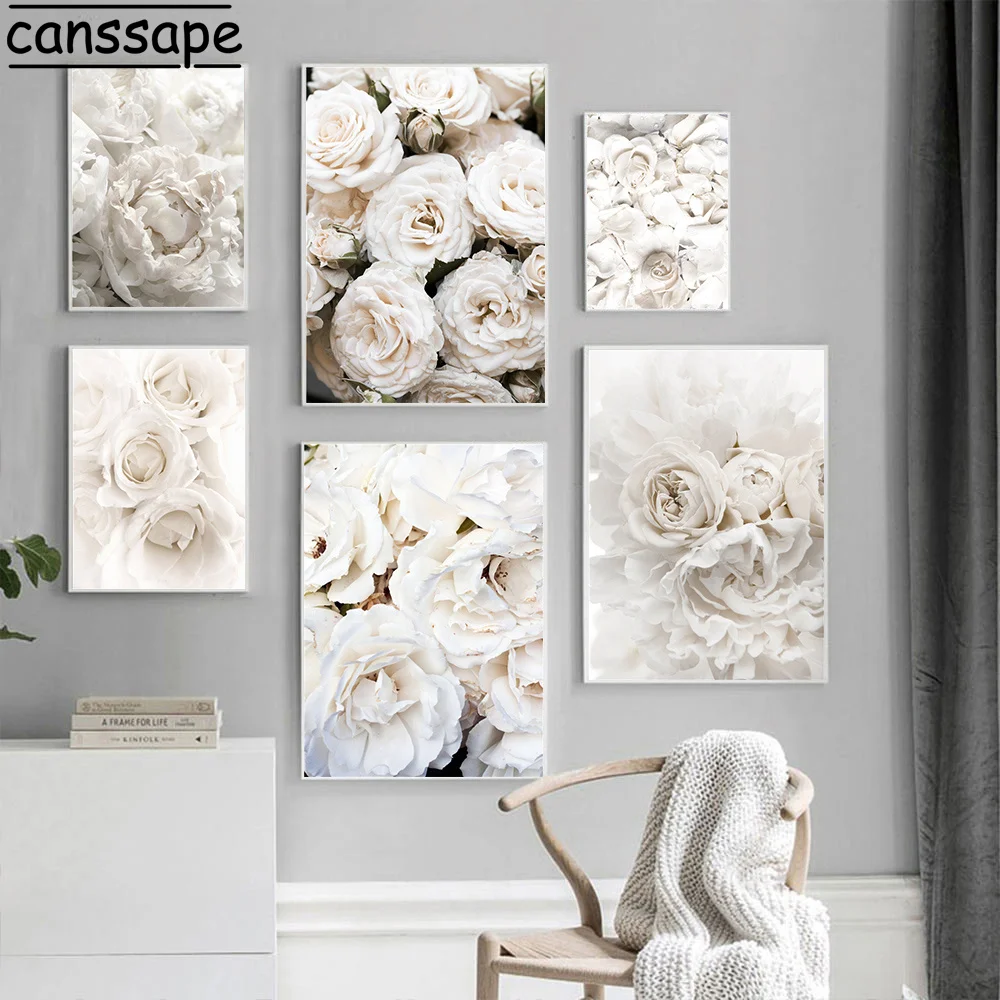 

Настенные картины с белыми пионами, Цветочная Картина на холсте, настенное искусство, современные цветы, художественные принты, постеры на ...