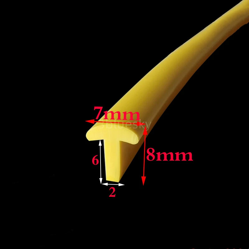 

Rubber T Strip Glass Metal Wood Panel Edge Encloser Shield Car Cable Cover Solar Photovoltaic Panel Sealing Strip 7x8mm Yellow