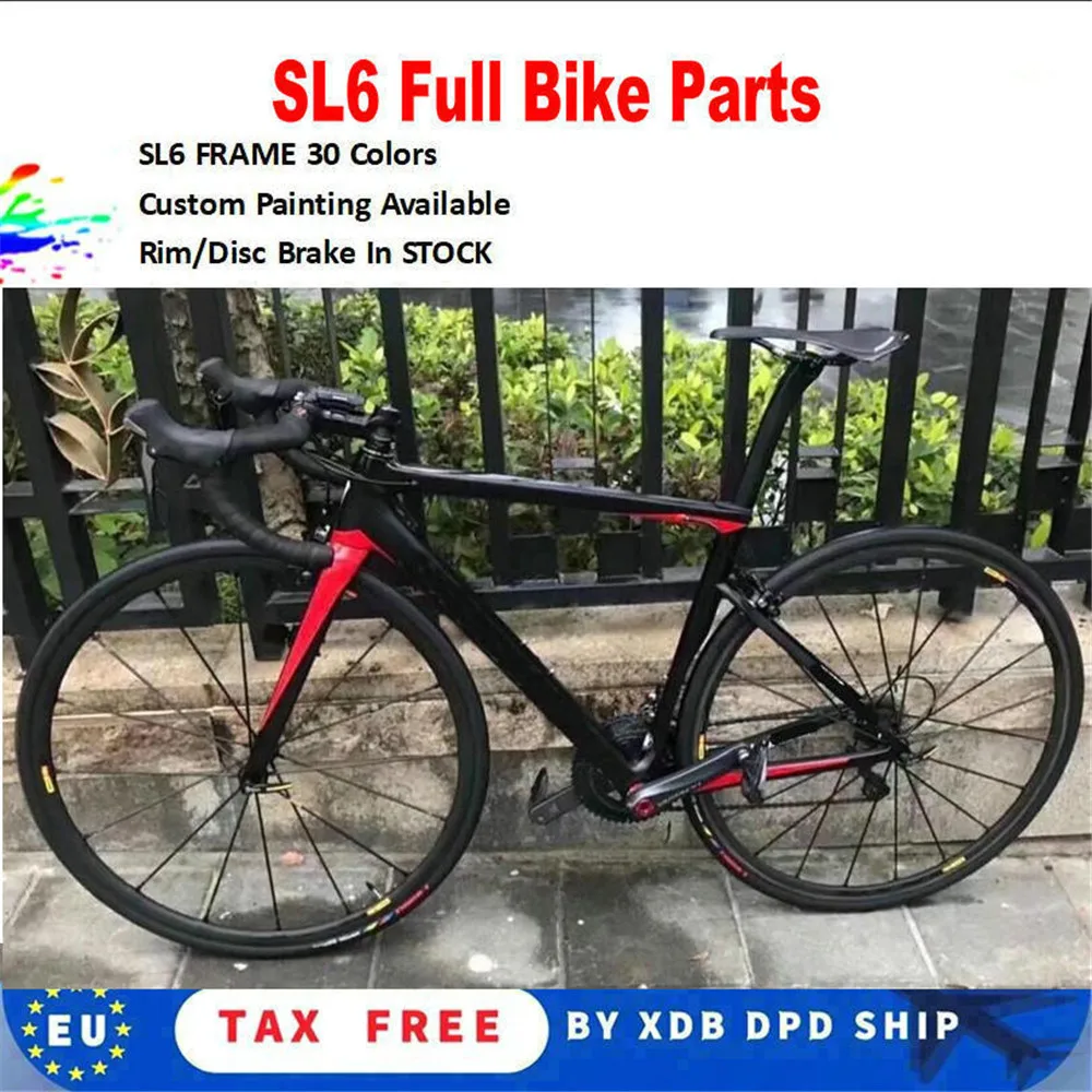 

T1000 Custom Logo Black Red Sl6 Carbon Complete Bike Road Racing Full Bike Glossy with R7010 R8110 groupset