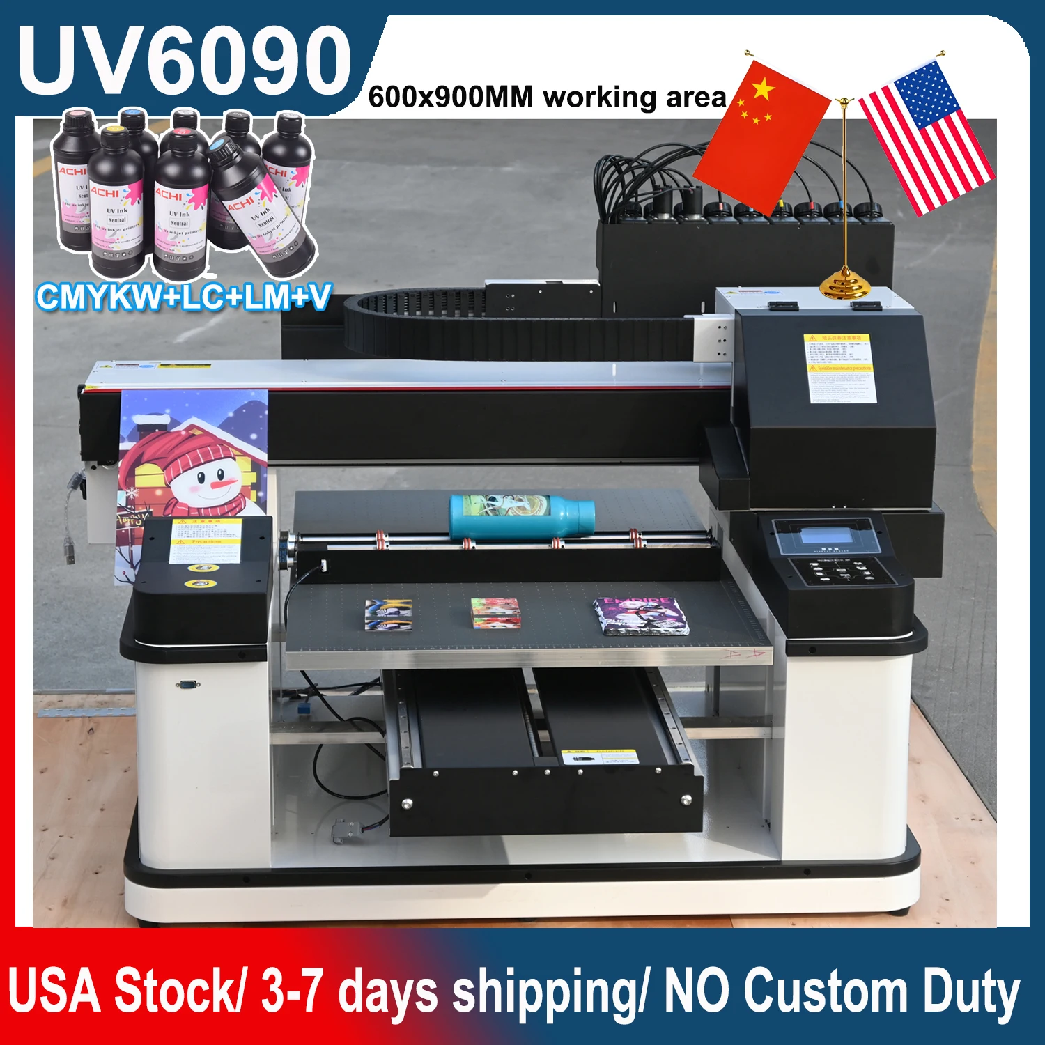 УФ-принтер ACHI 6090 3 шт. насадки XP600 для цилиндрического 3d-тиснения и вакуумного