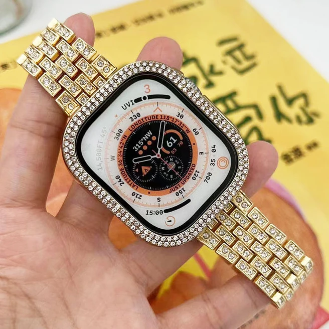 Ladies Diamond Strap For Apple Watchband Ultra 49mm 41mm 45mm for iwatch series 8 7 6 5 40mm 44mm Stainless Steel Metal Bracelet